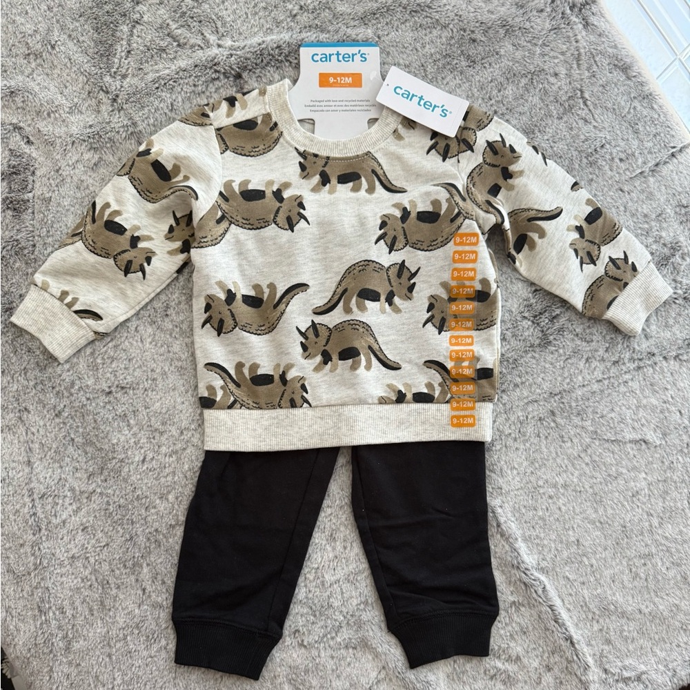 Carter's - Cream and Black Dinosaur Baby Set
